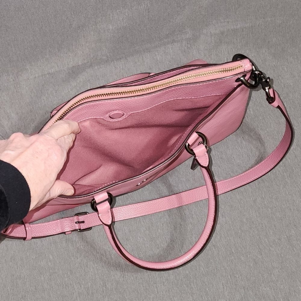 COACH Mia Pink Rose Leather Satchel/Crossbody, Like New - Picture 4 of 8